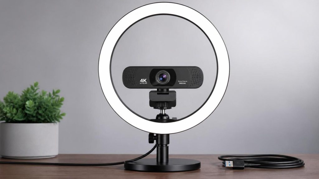 4K Webcam with Ring Light